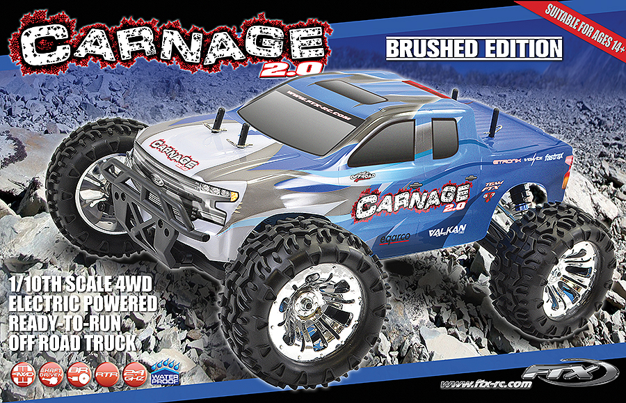 FTX5537B FTX CARNAGE 2.0 1/10 BRUSHED TRUCK 4WD RTR - BLUE (image for) FTX5537B FTX CARNAGE 2.0 1/10 BRUSHED TRUCK 4WD RTR - BLUE